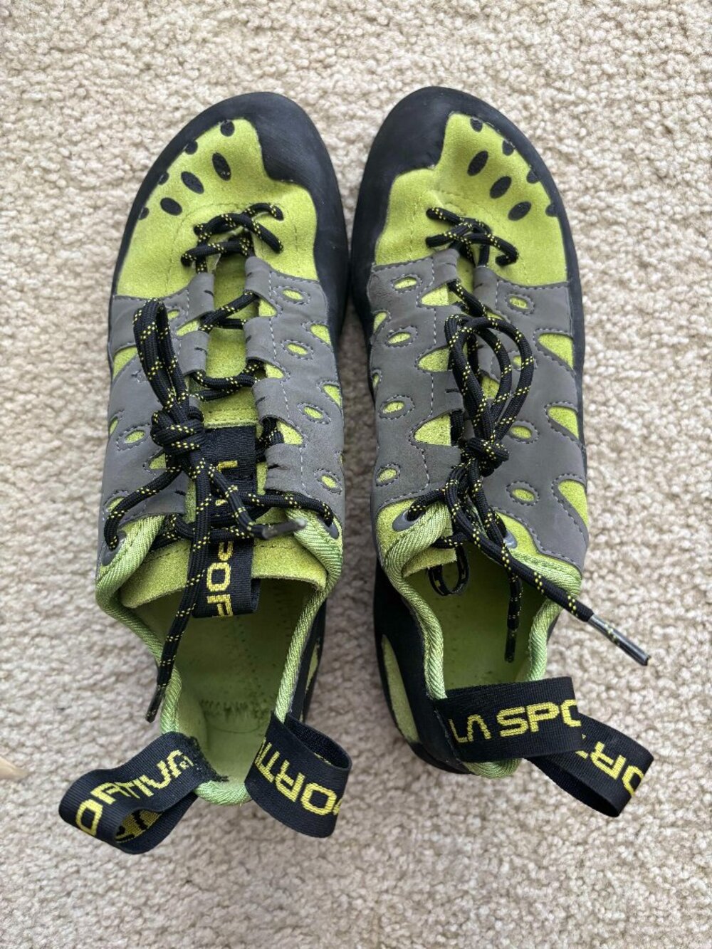 La Sportiva Tarantulace Climbing Shoes‎ Men US 9.5 EU 42.5 Lime Green Grey Rock